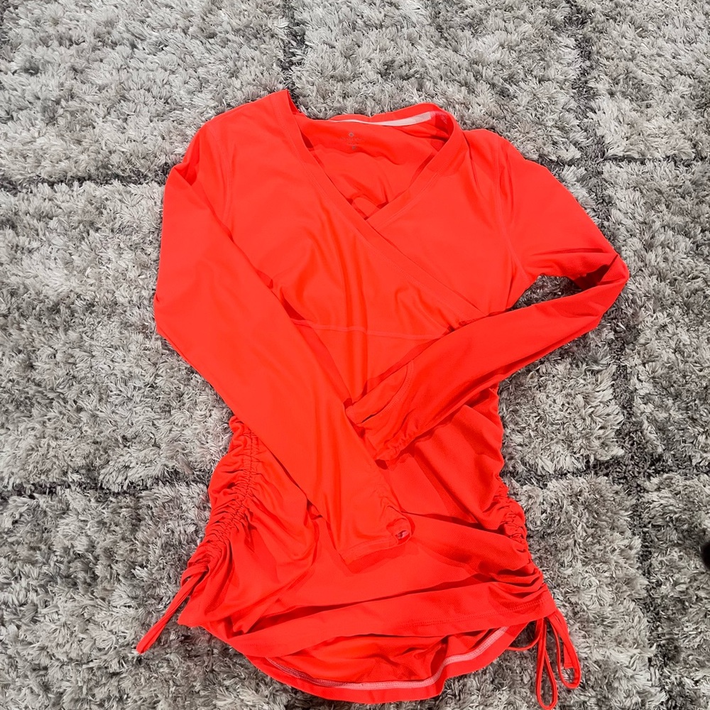 Athleta Long Sleeve Ruched Side Active Top - Bright Red